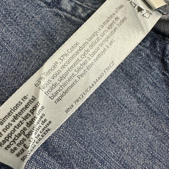 Eileen Fisher Blue Chambray Denim Asymmetrical Long Sleeve Shirt - Picture 13 of 14